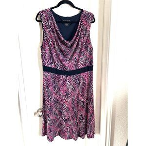 Jessica Howard Womens Cowl Neck Sleeveless Dress Pink/Black Abstract Print Size